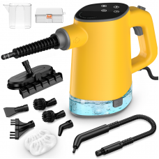 Steam Cleaner, Adjustable Handheld Steam Cleaner for Home, 10s Fast Heat-Up & 450mL Tank, Multi-Surface Portable Steamer for Cleaning Floor/Grout/Car/Kitchen & Bathroom Yellow